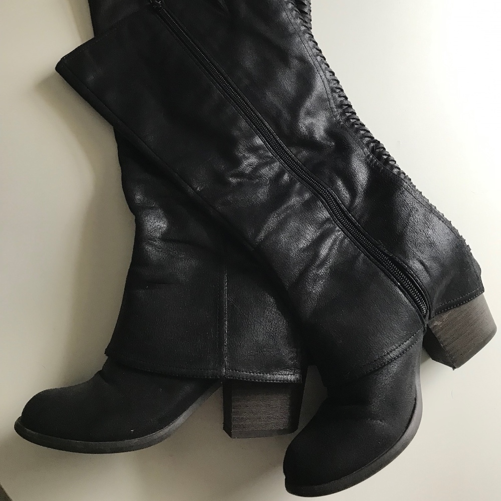 Black Fergalicious Wide Calf Boots - 7